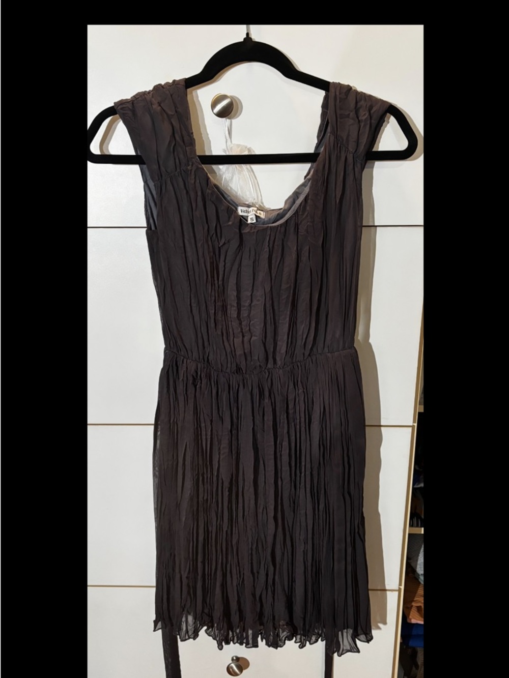 Sleeveless Black Crinkle Dress